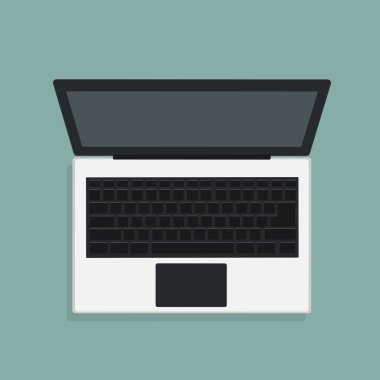 Üst görünümde modern dizüstü bilgisayarın vektör tasarımı