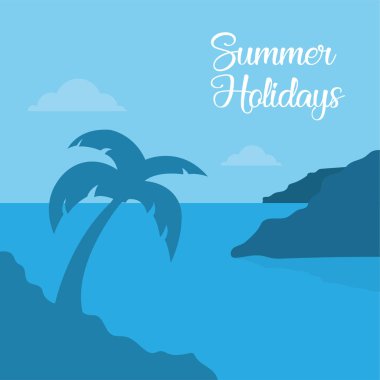 Yaz vektörgüzel plaj kartı tasarımı