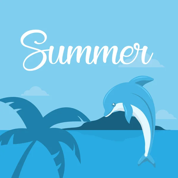 イルカとの夏のカードデザイン — ストックベクタ