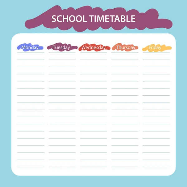 Creative School Schedule Kort Med Paint — Stock vektor