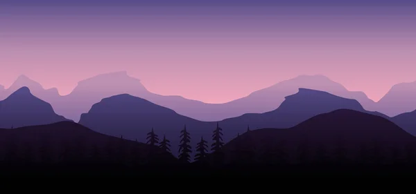 Rocky Mountains Landscape Background Dusk — Stock Vector