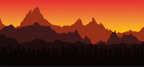 Rocky Mountains Landscape Background Sunset — Stock Vector