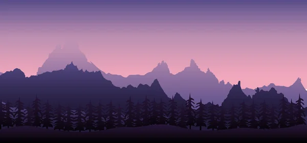 Contexte Crépuscule Dans Les Montagnes Forêt — Image vectorielle