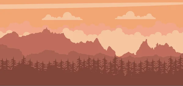 Zonsondergang Achtergrond Bergen — Stockvector
