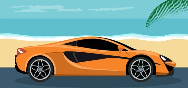 Contexte Une Voiture Sport Luxe Sur Plage Été — Image vectorielle