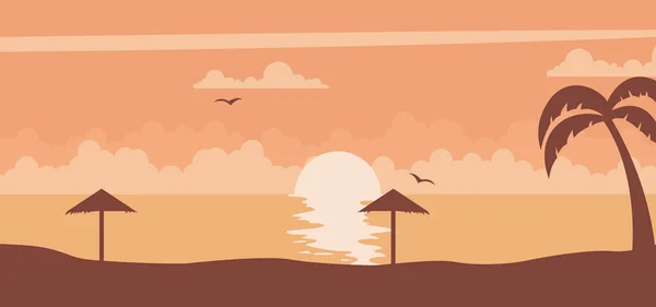 Закат Фоне Летнего Заката Пляже — стоковый вектор