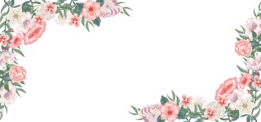 Çiçek ve gültasarım arka plan çerçeve