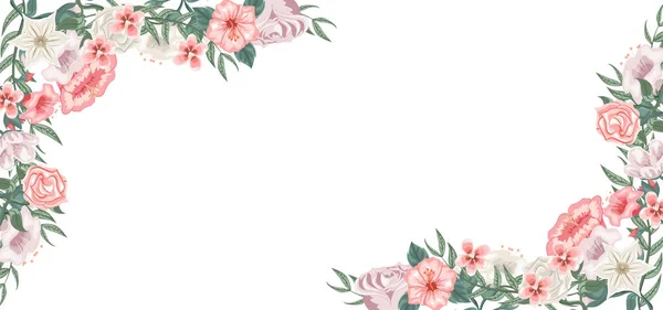花和玫瑰设计背景在框架 — 图库矢量图片