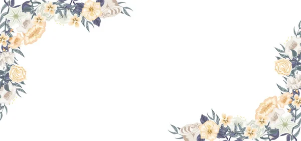 美丽的花卉 玫瑰和郁金香背景 — 图库矢量图片