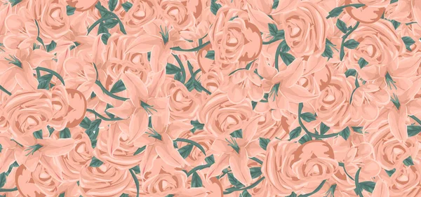 Λουλούδι Τριαντάφυλλα Και Τουλίπες Σετ Φόντο Σχεδιασμού — Διανυσματικό Αρχείο