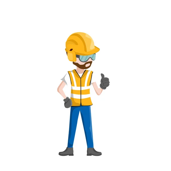 Worker His Personal Protective Equipment — Stock Vector
