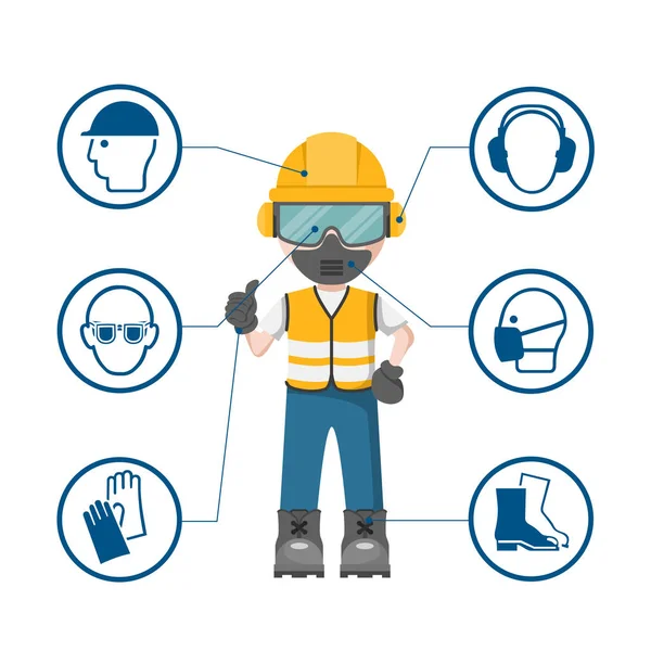 Person Design Your Personal Protection Equipment Industrial Safety Icons — Stock Vector