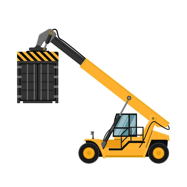 Konteyner Kargo Forkliftleri Profil Görünümünden Endüstriyel Forklift Vektör Tasarımı Hracat — Stok Vektör