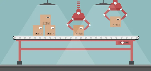 Robotik kollar ile otomatik üretim hattı tasarımı. Otomatik konveyör silindirleri