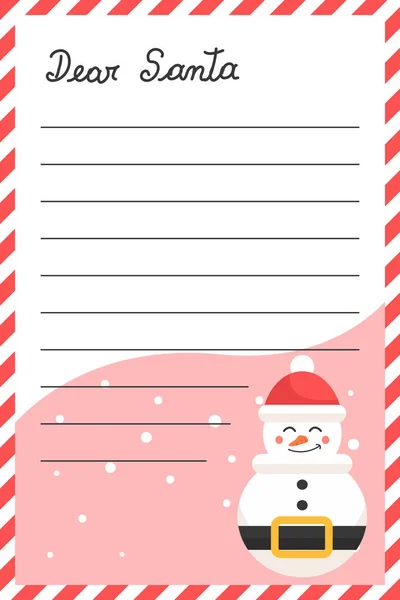 Letter Christmas Card Design Send Message Santa Claus Snowman — Stock Vector