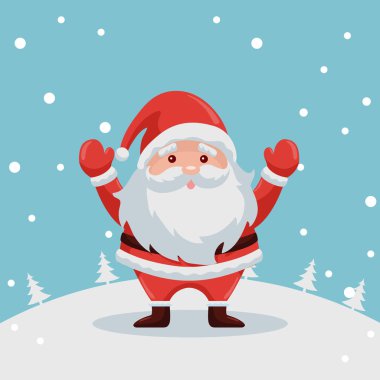 Noel Baba mutlu noeller kart tasarımı
