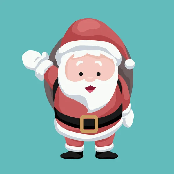 Рождественская Открытка Санта Клаус Размахивает Веселым — стоковый вектор