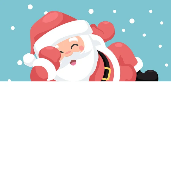 Joyeux Noël Carte Père Noël Couché Heureux — Image vectorielle