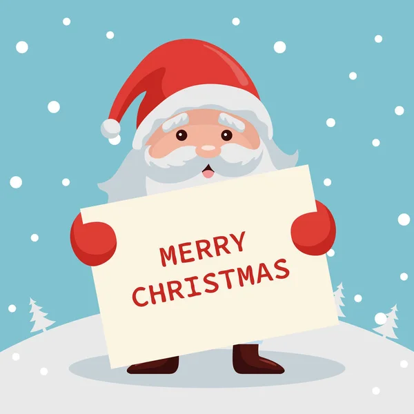 Cartel Santa Claus Con Feliz Navidad — Vector de stock