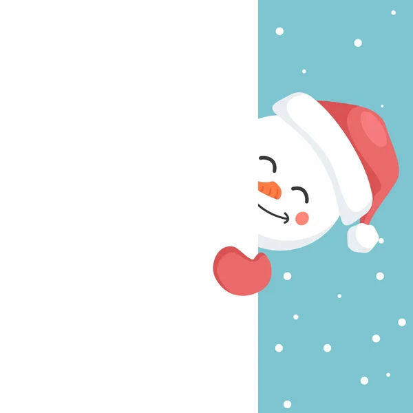 Vánoční Přání Pro Věnování Šťastný Sněhulák Vykukující Ven — Stockový vektor