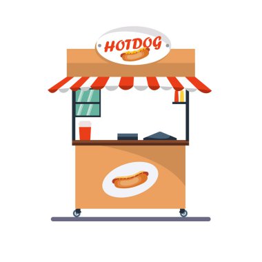 Yiyecek satan büfe arabasının vektör tasarımı