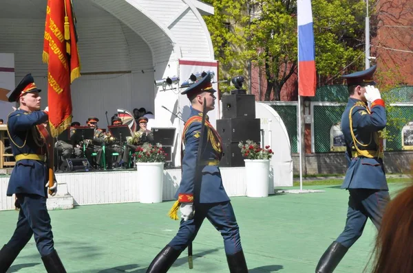 Moskva Rusko Května 2018 Ctít Vojáci Pluku Proměnění Válečných Veteránů — Stock fotografie