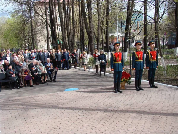 Moskva Rusko Května 2018 Ctít Vojáci Pluku Proměnění Válečných Veteránů — Stock fotografie