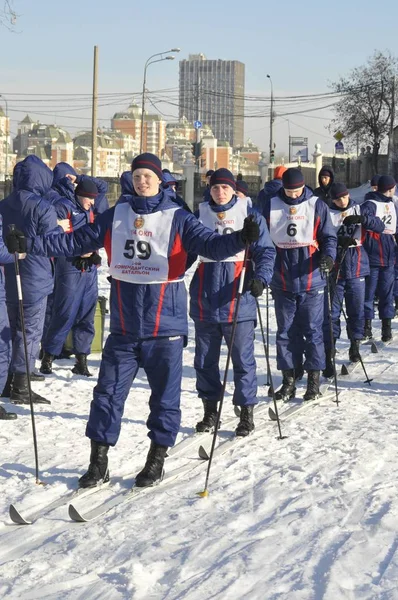 Moskova, Rusya, 2 Ocak 2019, spor ve kütle olaylar 154 ayrı ayrı Komutan Preobrazhensky alay, Kayak yarışmaları.