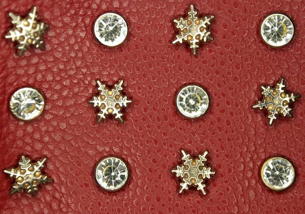 Flocos Neve Dourados Diamantes Pele Vermelha — Fotografia de Stock