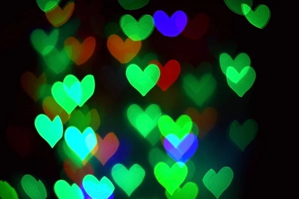 Colorful Bokeh Shape Hearts — Stock Photo, Image