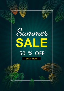 Yaz Satılık afiş arka plan düzen. Vektör çizim şablonu.