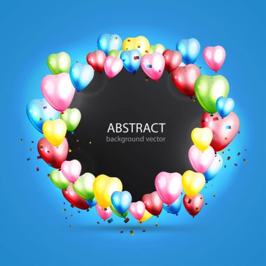 Kutlama renkli arka plan ile balonlar. Metniniz için yer ile modern tebrik kartı. Vektör çizim.