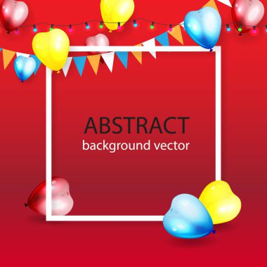 Kutlama renkli arka plan ile balonlar. Metniniz için yer ile modern tebrik kartı. Vektör çizim.