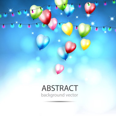 Renkli balonlar parlayan ile arka plan. Bokeh öğelerle. Vektör çizim