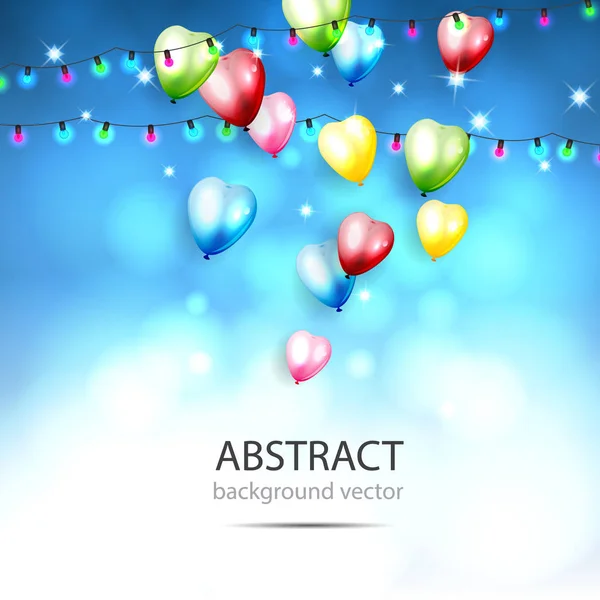Renkli balonlar parlayan ile arka plan. Bokeh öğelerle. Vektör çizim