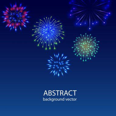  Alacakaranlık arka plan vektör üzerinde havai fişek. Havai fişek yeni yıl tatil kutlaması. Vektör arka plan kullanılan kapak tasarımı, kitap tasarımı, Web sitesi arka plan, Cd kapağı, reklam.