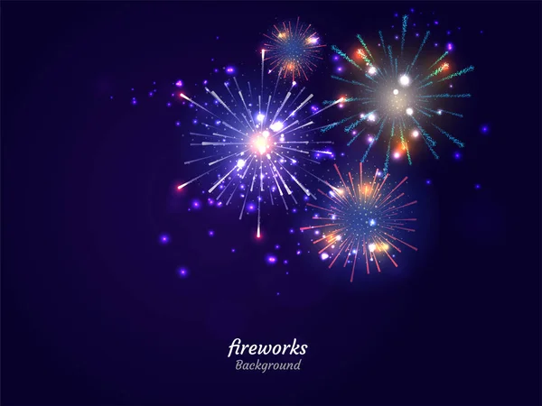 Πολύχρωμα Πυροτεχνήματα Φόντο Του Ουρανού Νύχτα Εικονογράφηση Διάνυσμα — Διανυσματικό Αρχείο