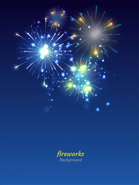 Buntes Feuerwerk Nachthimmel Vektorillustration — Stockvektor
