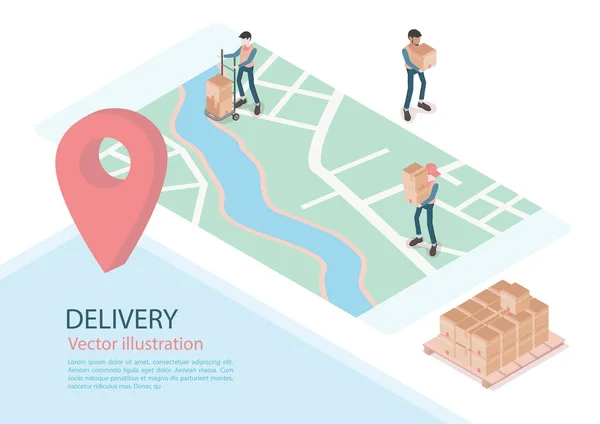 Infographies de logistique et de livraison Isometric, camion, drone et de — Image vectorielle