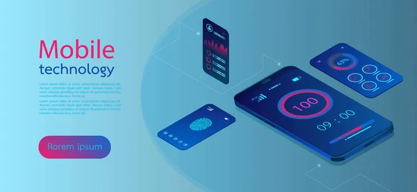 Mobil ekranlar modern infografik. Diyagram şablonu ve grafik gr