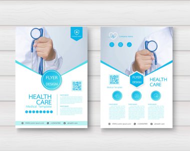 Tıp ve bilim a4 şablon tasarımını ayarla. Vektör illüstrasyonları