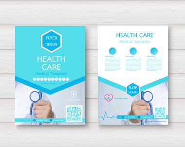 Tıp ve bilim a4 şablon tasarımını ayarla. Vektör illüstrasyonları