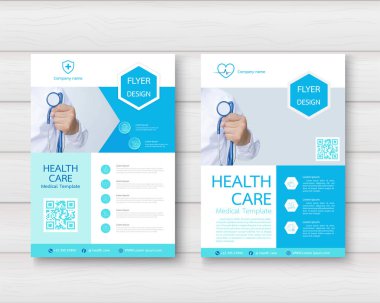 Tıp ve bilim a4 şablon tasarımını ayarla. Vektör illüstrasyonları