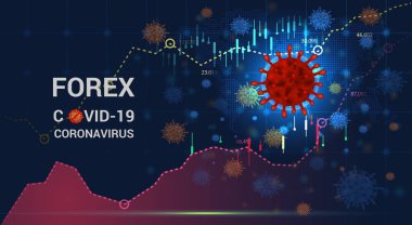 Bir salgın nedeniyle borsadaki değişiklikler (koronavirüs covid-19). Virüs ekonomisinin etkileri. Vektör arkaplan Coronavirus ve pazar