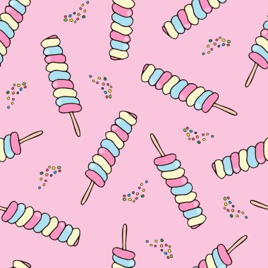 Elle çizilmiş şirin şeker desen. Vektör tasarımı.