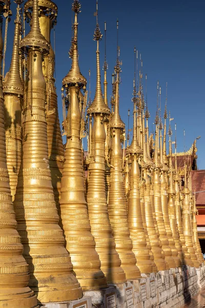 Goldene Shwe Indein Pagode See Inle Myanmar — Stockfoto