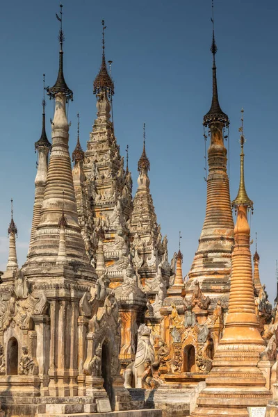 Antikes Pagodenfeld Bei Sagar Inle See Myanmar — Stockfoto