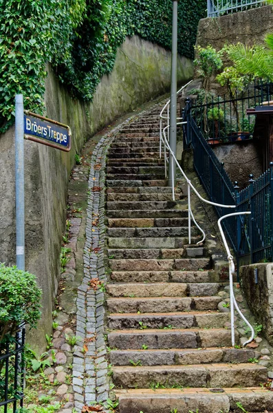 Stairs street in so called Treppenviertel (lit. stairs quarter) in Hamburg Blankenese, Germany