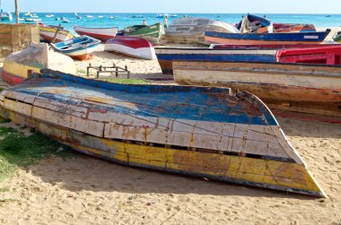 Tekneler beach, Sal, Cape Verde Adası terk edilmiş