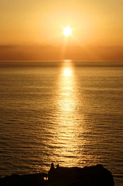Hermosa Puesta Sol Sobre Mar Tirreno — Foto de Stock